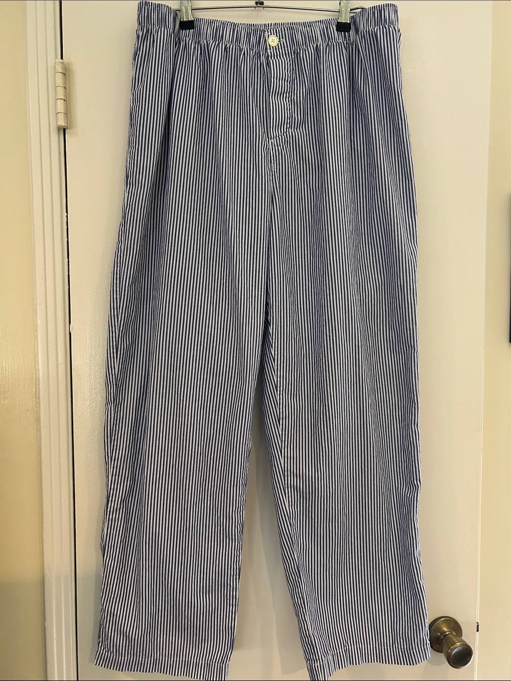 Lands' End Men's Navy and White Pinstripe Lounge Pants size L 36-38